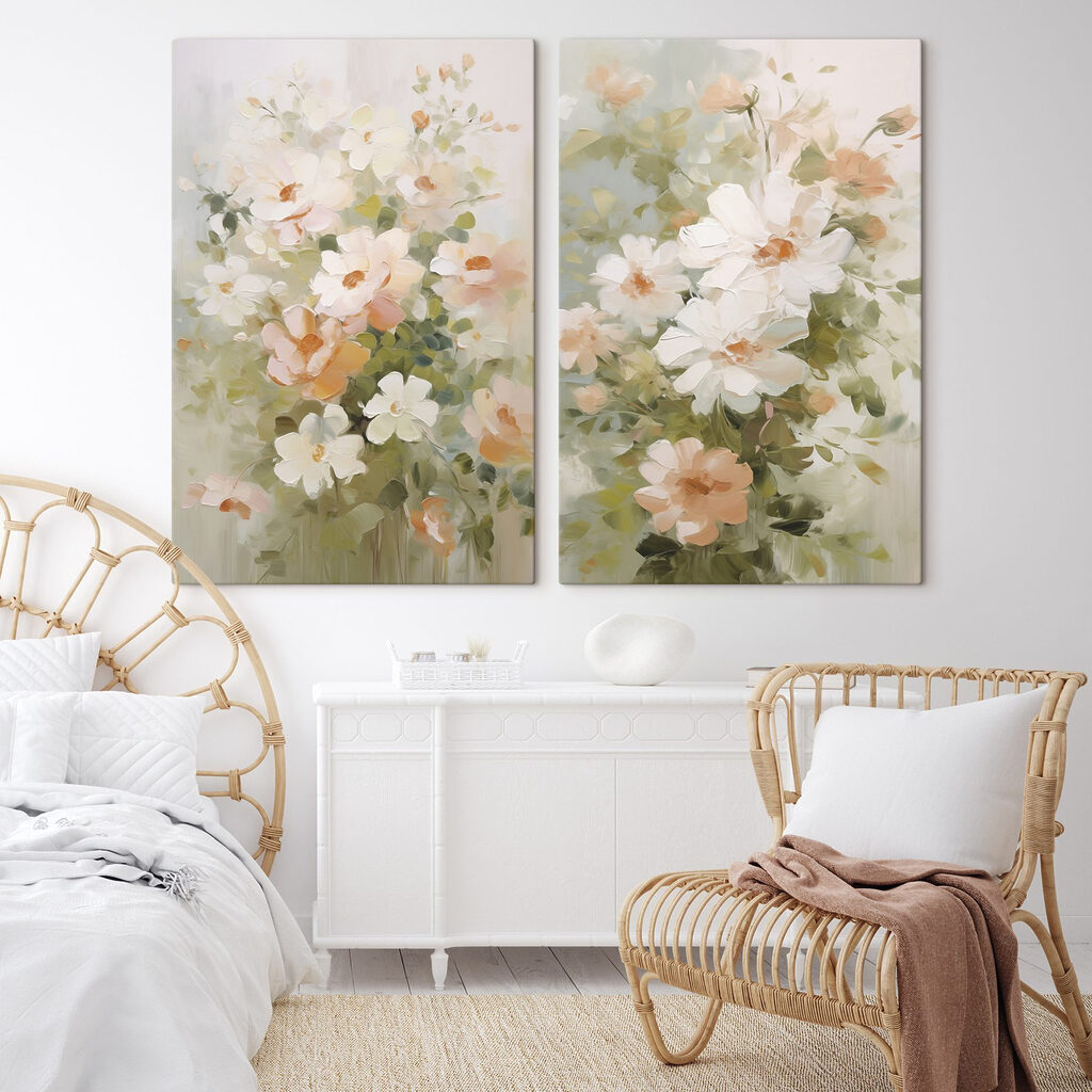 Painting of flowers on canvas