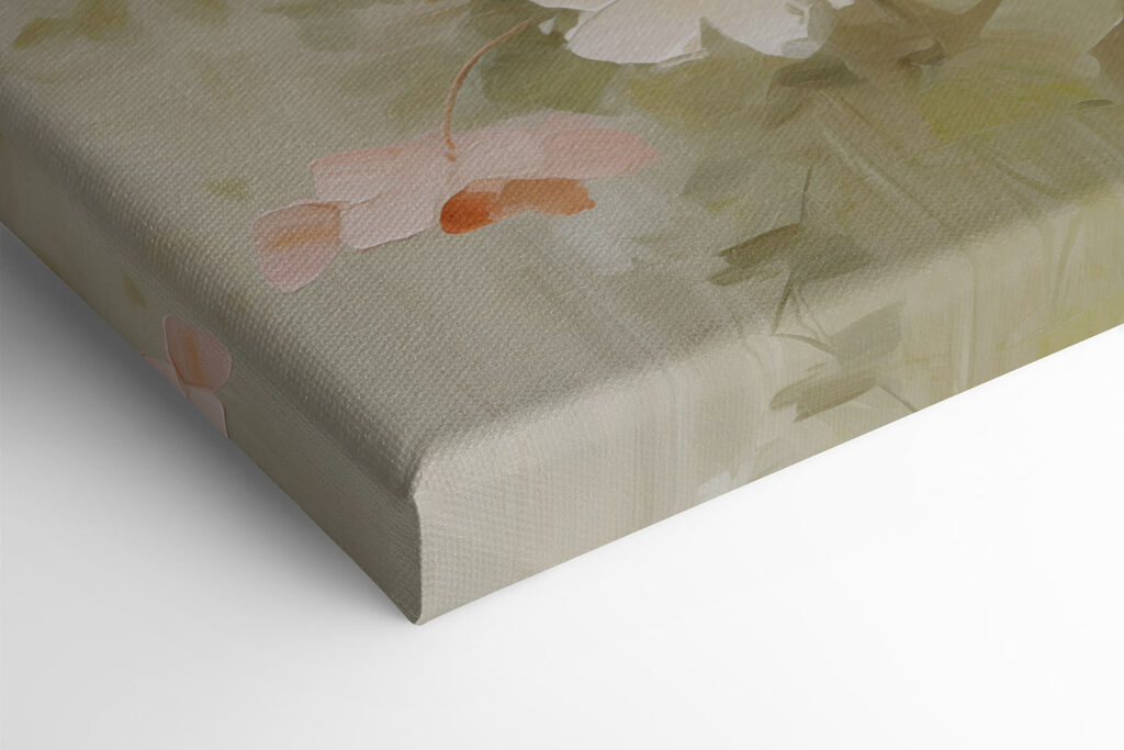 Painting of flowers on canvas