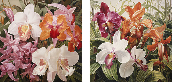 Colorful orchids in vibrant display