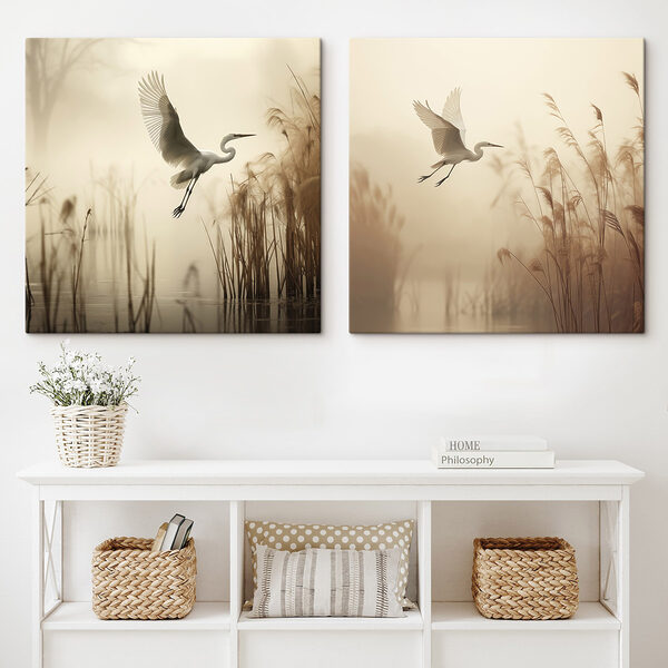 White bird flying over water