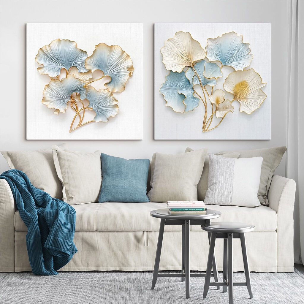 Delicate leaves in soothing colors