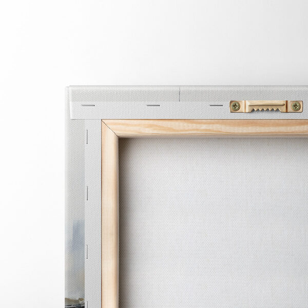 Painting of a city and a bridge