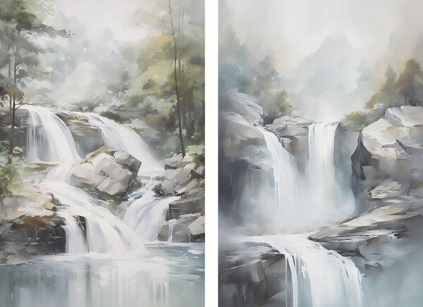 Painting of a waterfall