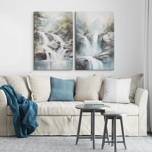Painting of a waterfall