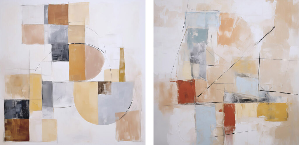 Two paintings of different colors