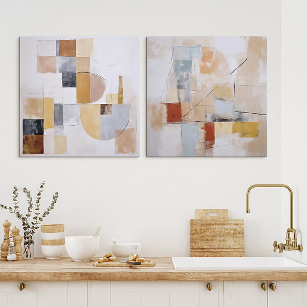 Two paintings of different colors