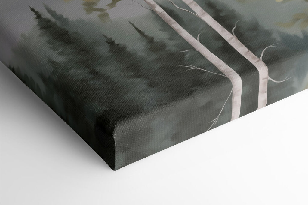Painting of mountains and trees