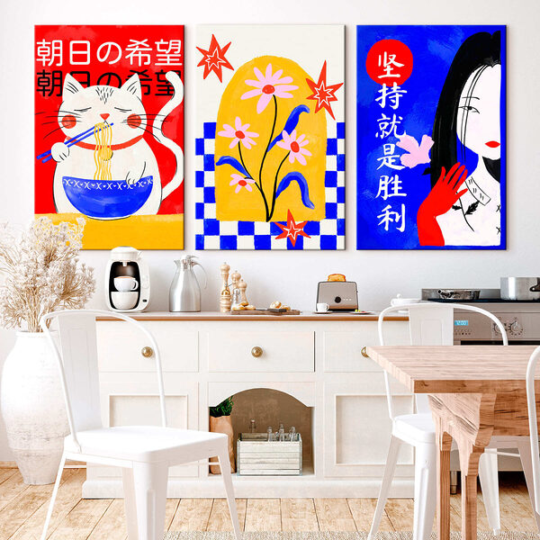 Group of paintings with flowers