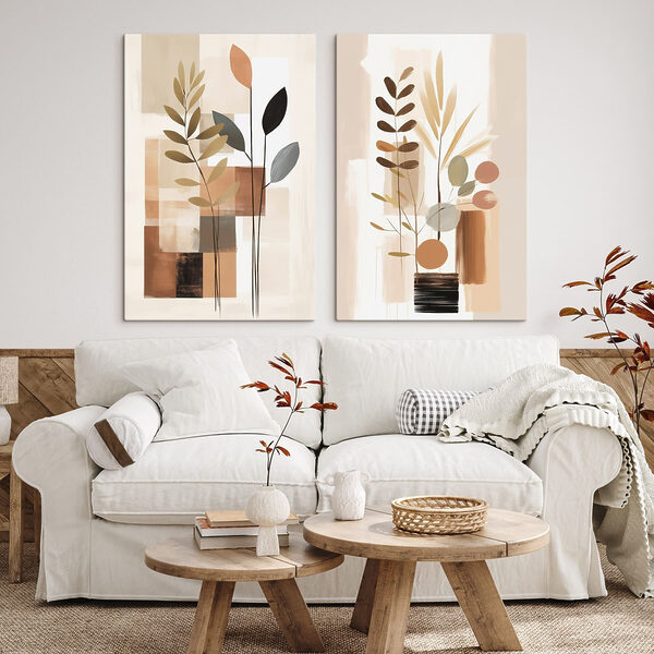Painting of plants and squares