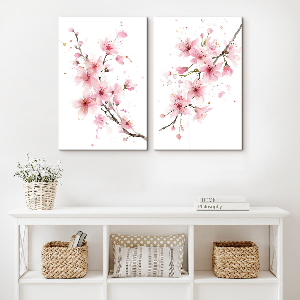 Watercolor of pink flowers