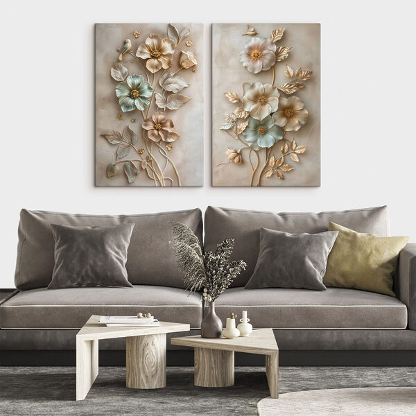 Delicate floral designs in soft hues