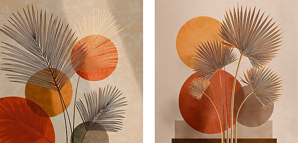 Two images of a palm tree