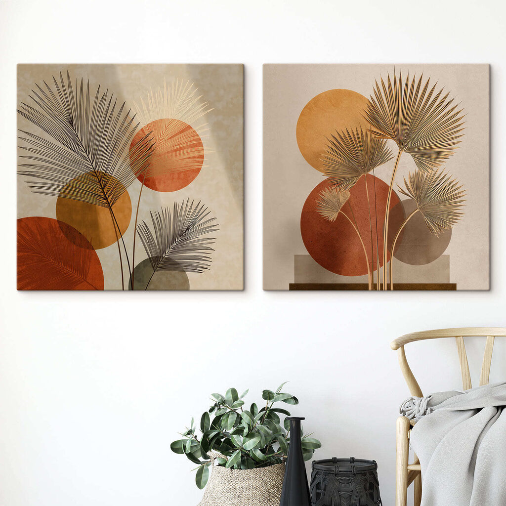 Two images of a palm tree