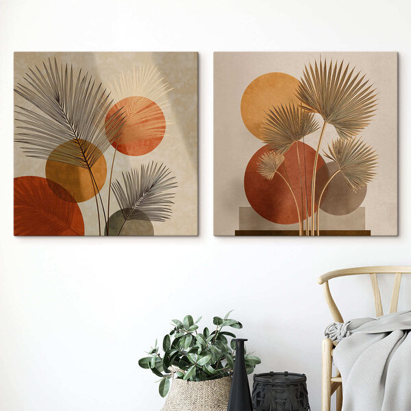 Two images of a palm tree