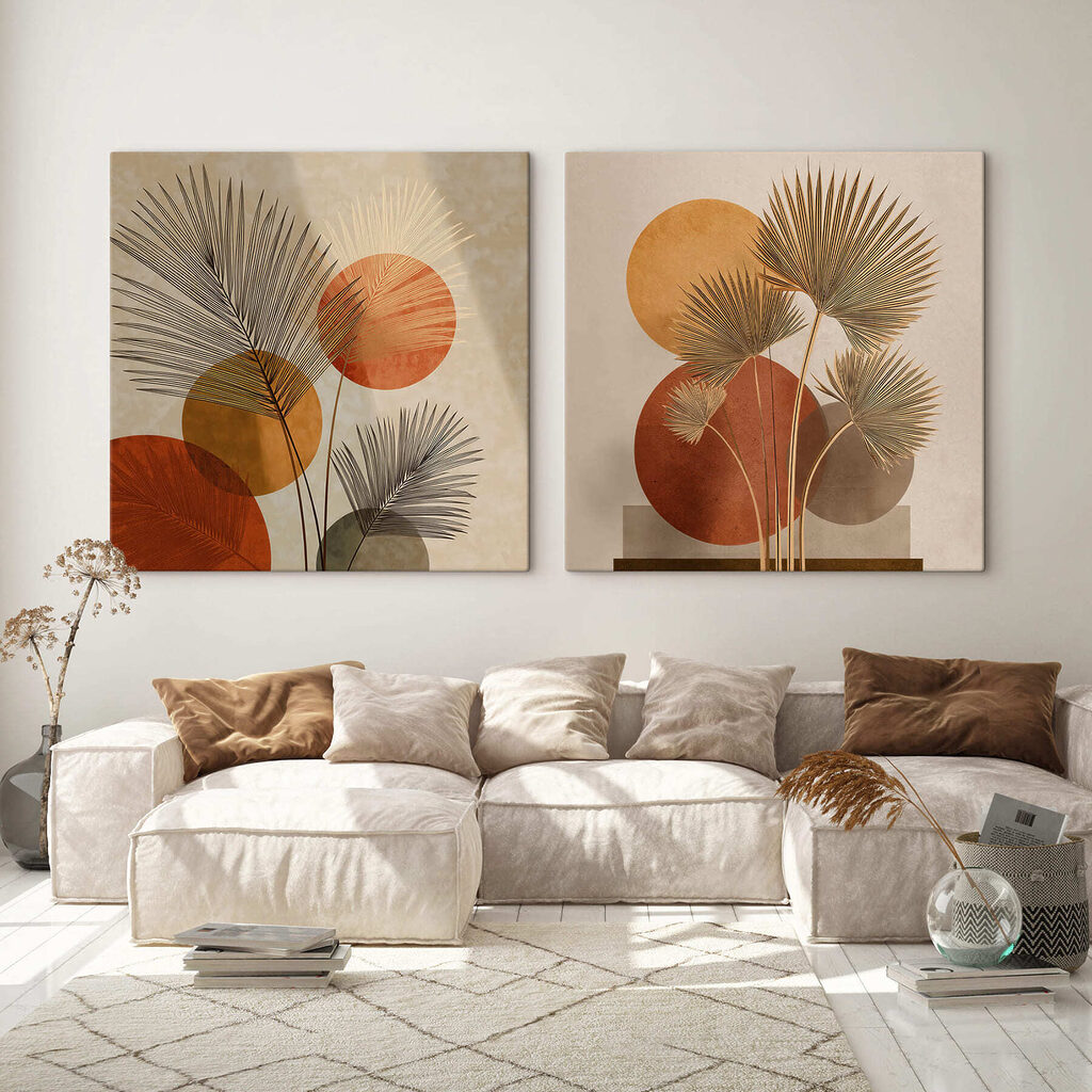 Two images of a palm tree