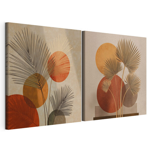 Two images of a palm tree