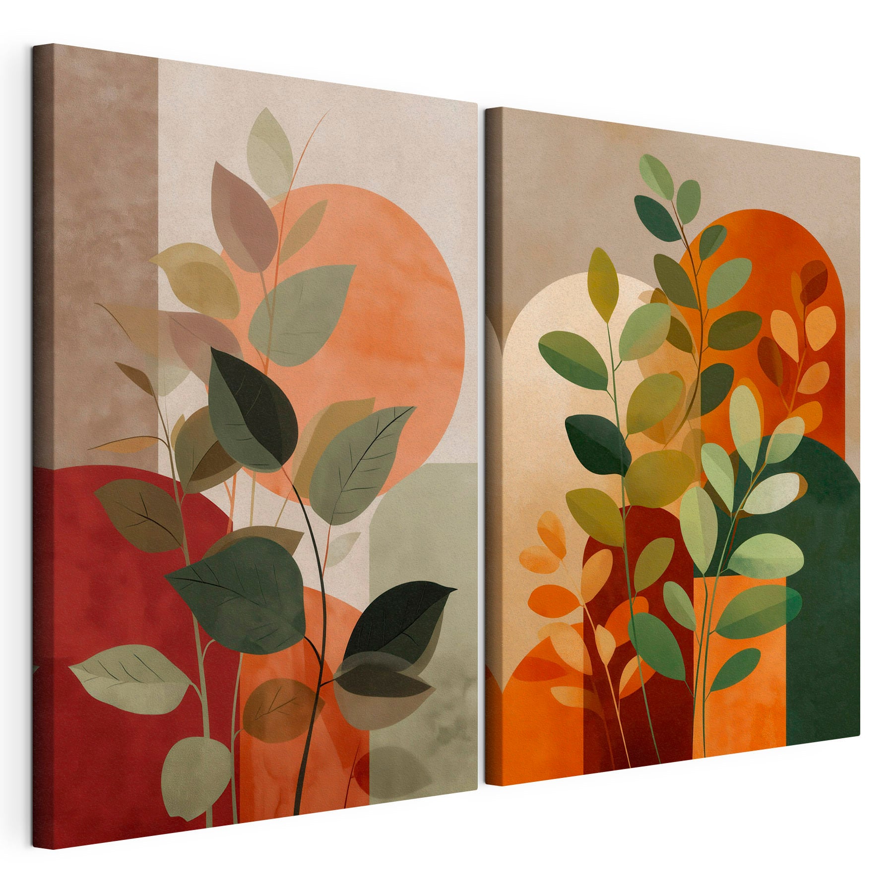 Painting of leaves and a sun