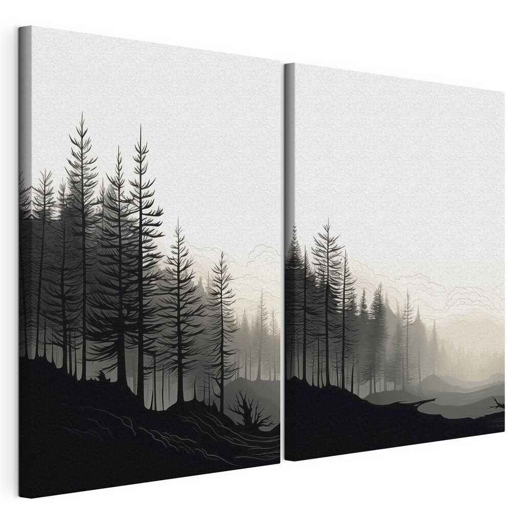 Black and white image of a forest