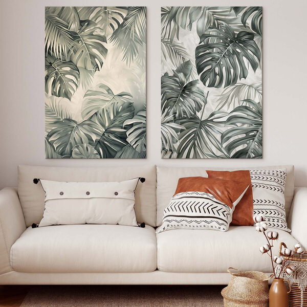 Lush green leaves in soft tones