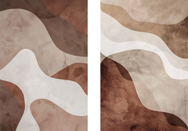 - Soft curves in earthy tones