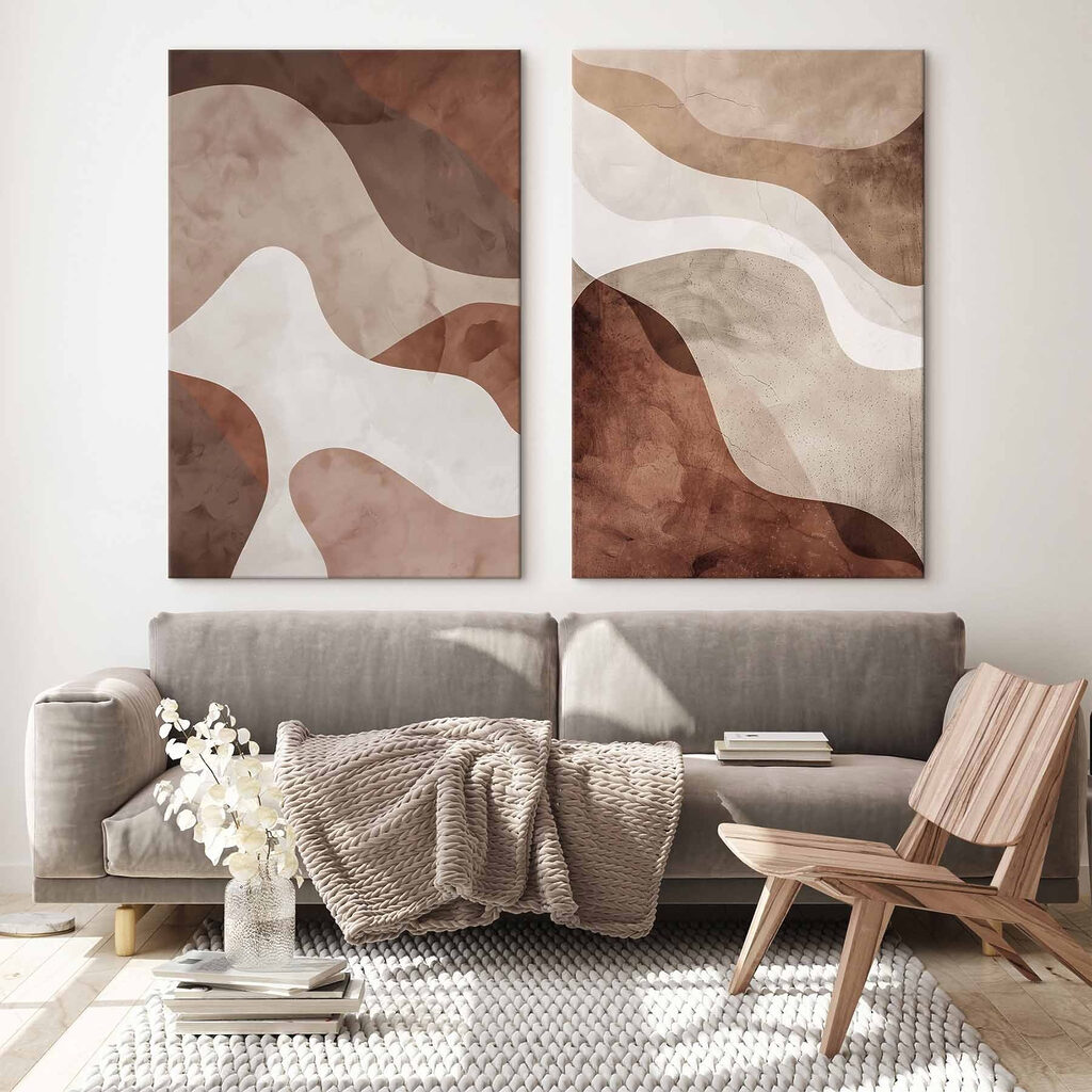 - Soft curves in earthy tones