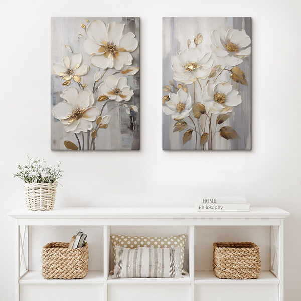 Painting of flowers on a grey background