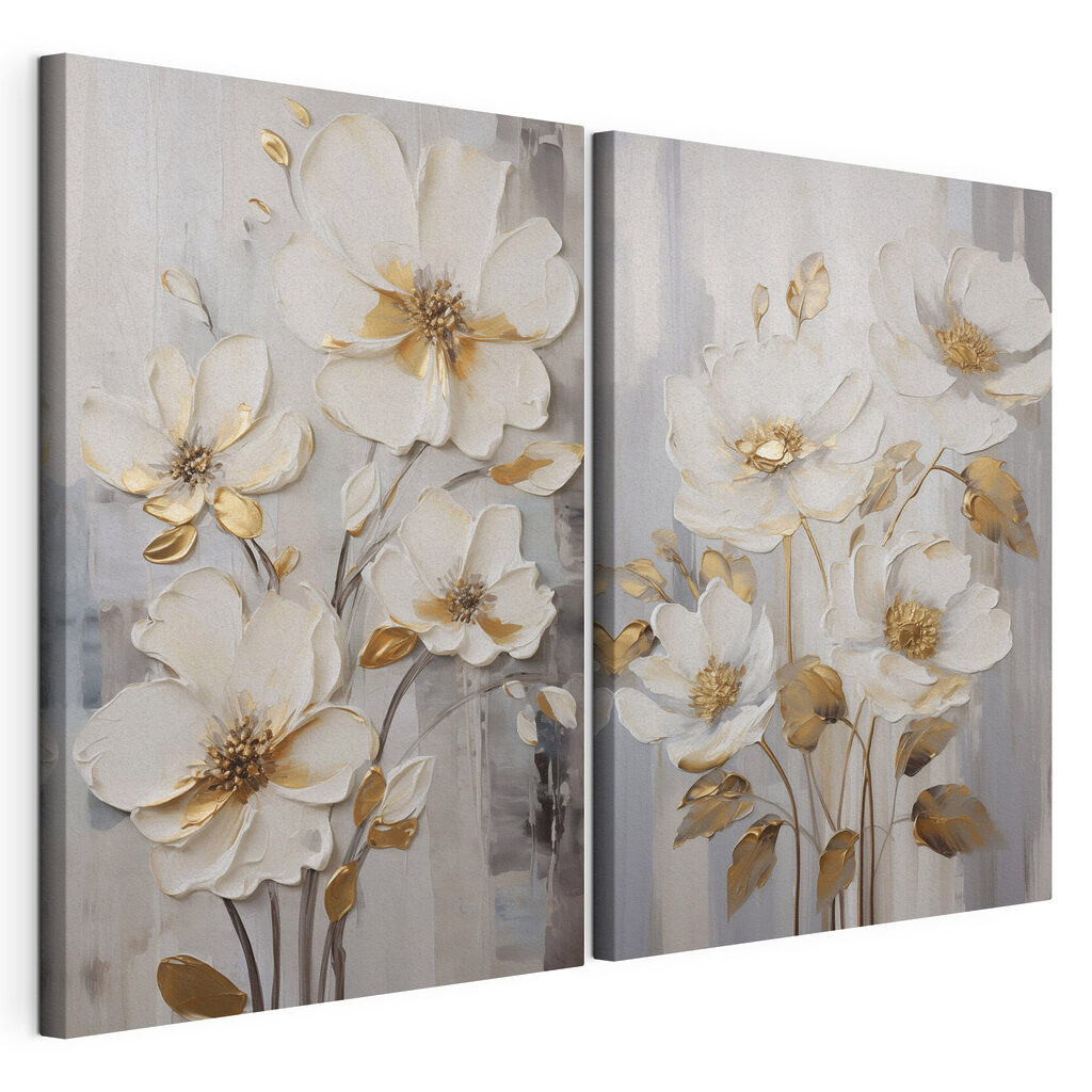 Painting of flowers on a grey background