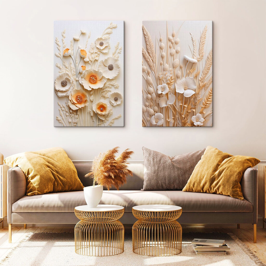 Collage of flowers and wheat