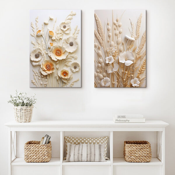 Collage of flowers and wheat