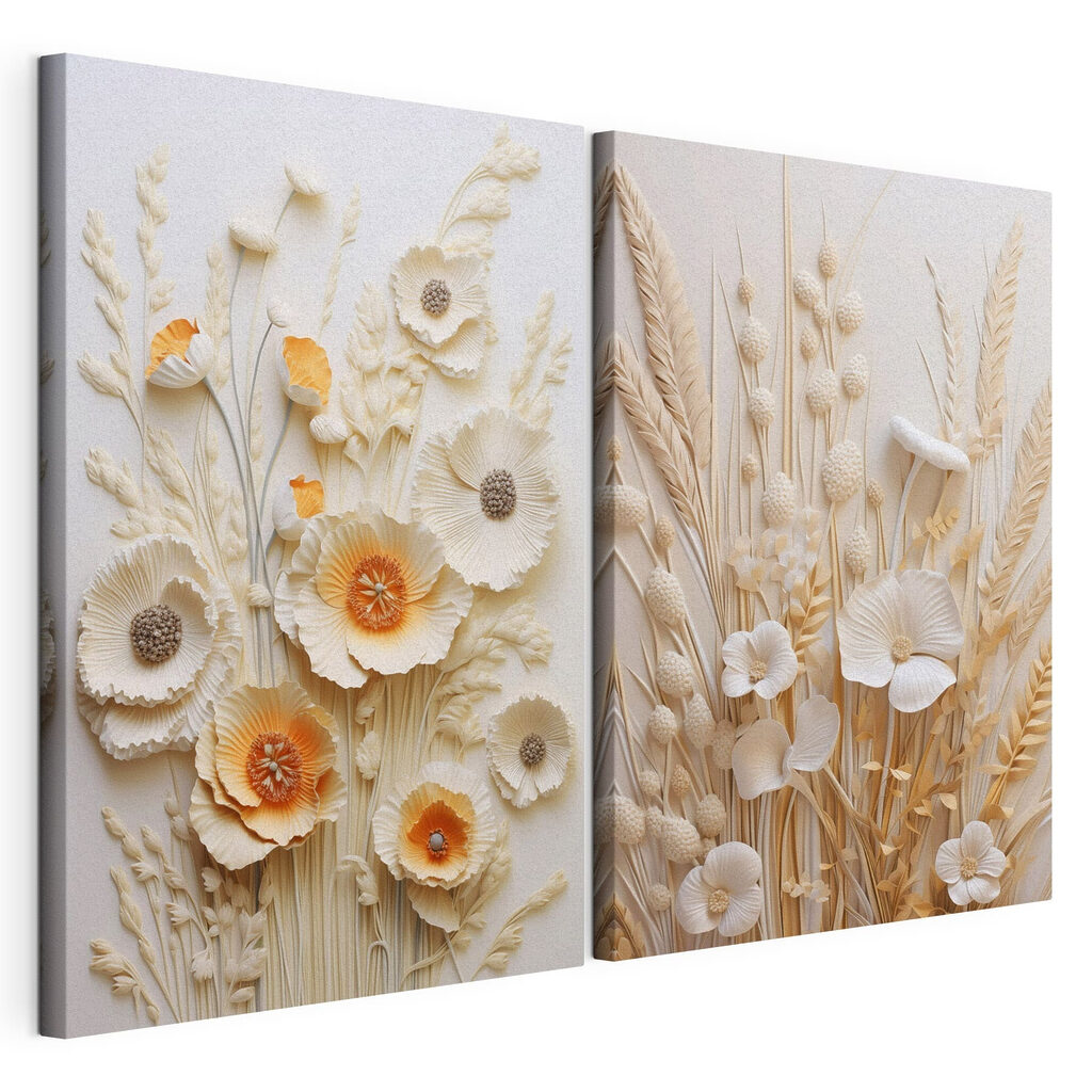 Collage of flowers and wheat