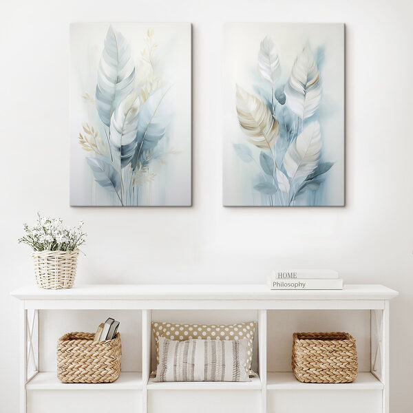 Painting of feathers and leaves