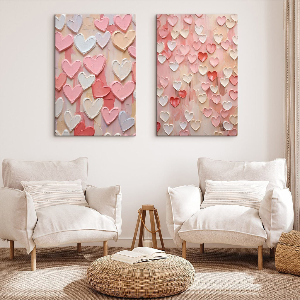 Collage of pink and white hearts