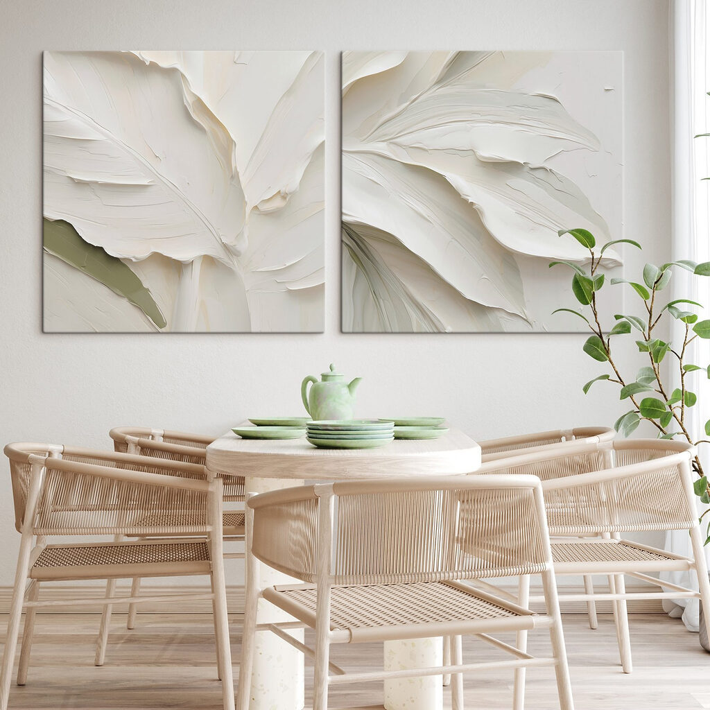 Beautifully crafted leaves in varying shades