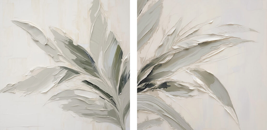 Lush leaves in soft tones