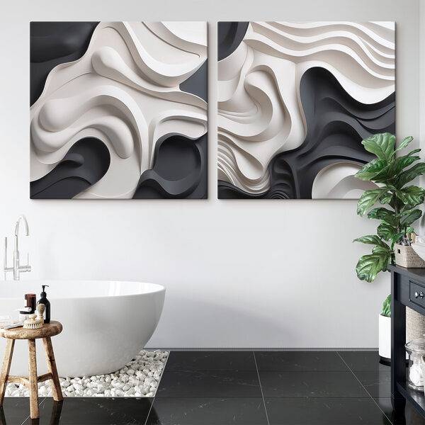 - Fluid shapes in monochrome tones