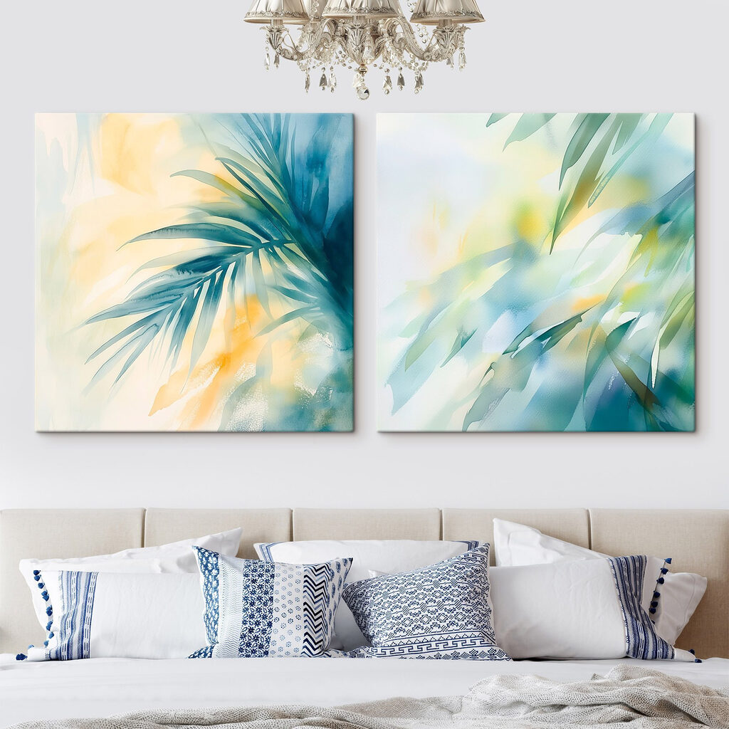 Watercolor painting of leaves