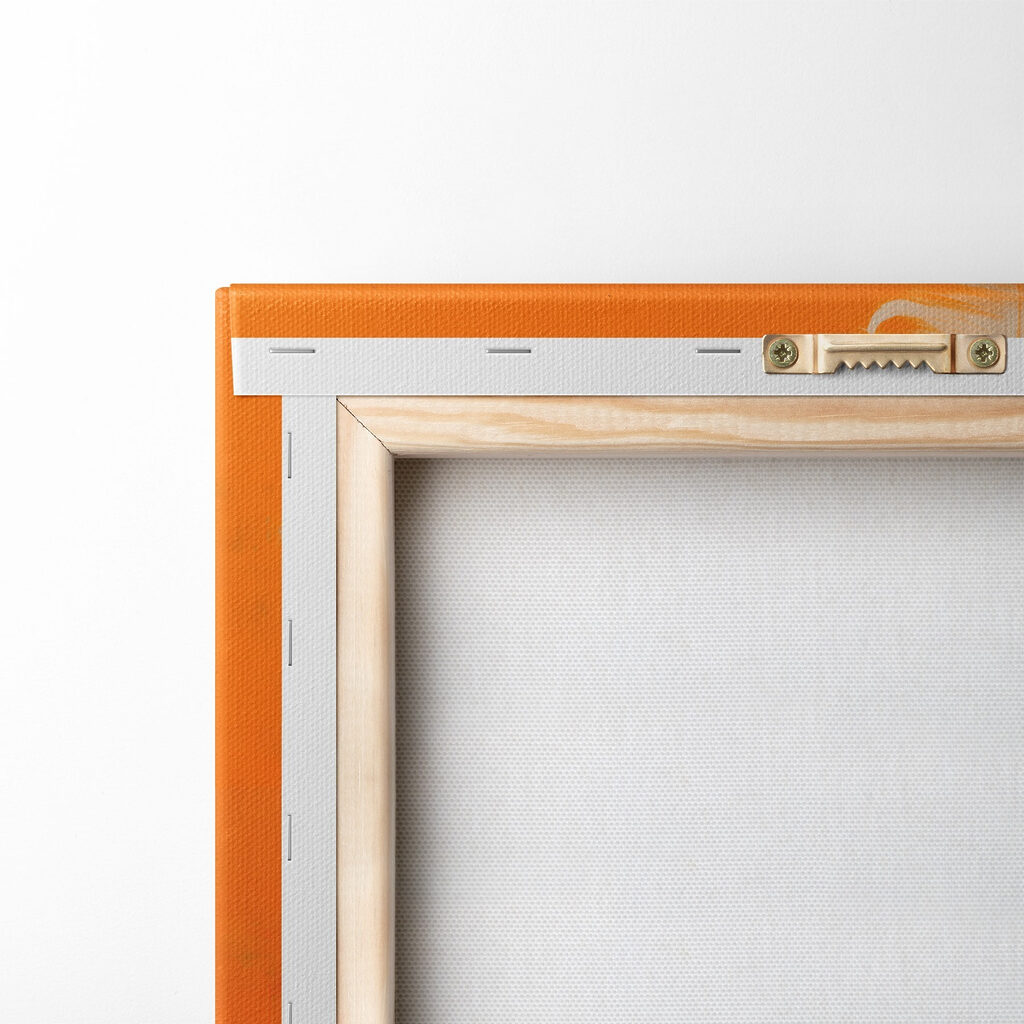 Two art pieces of orange and black
