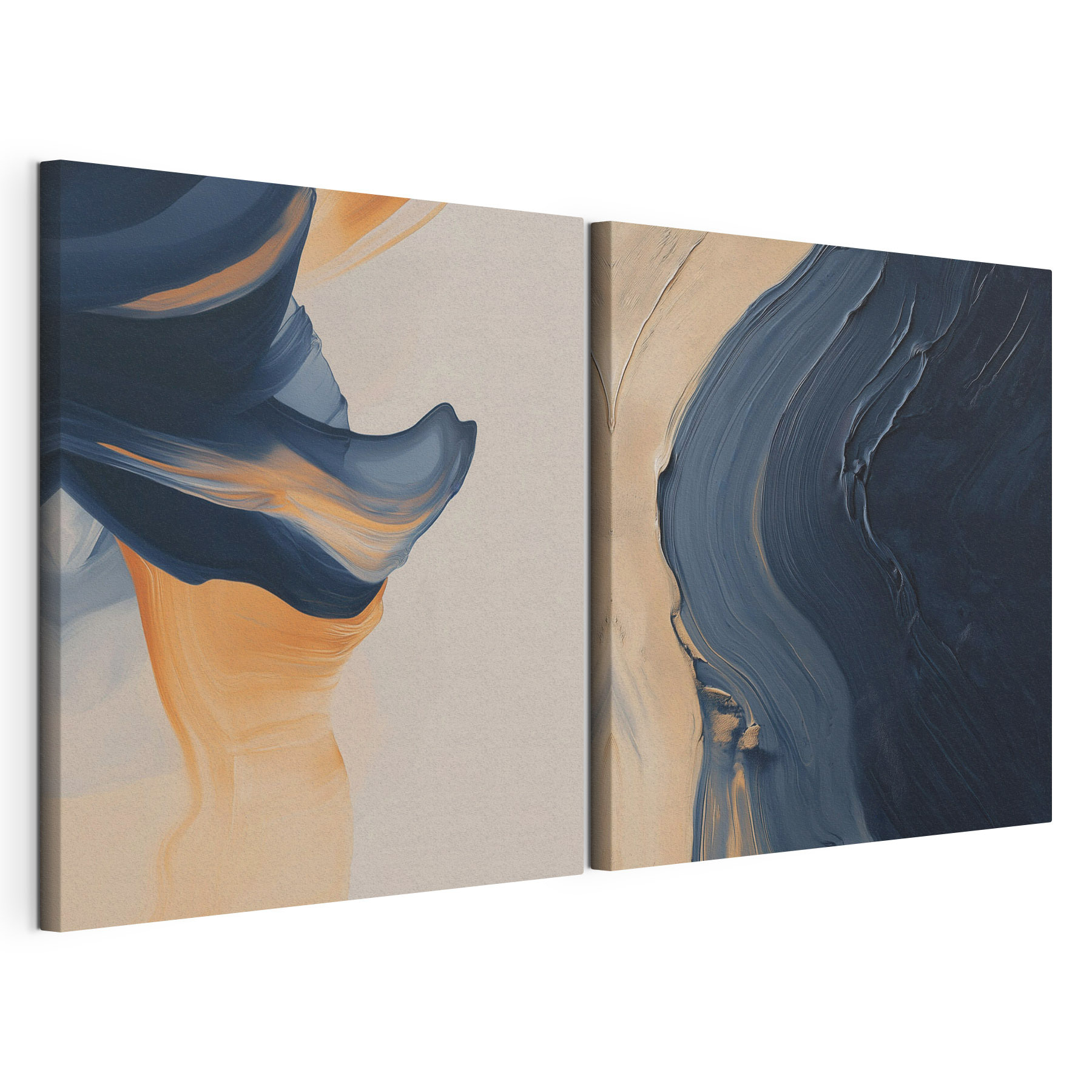 Fluid strokes of blue and orange