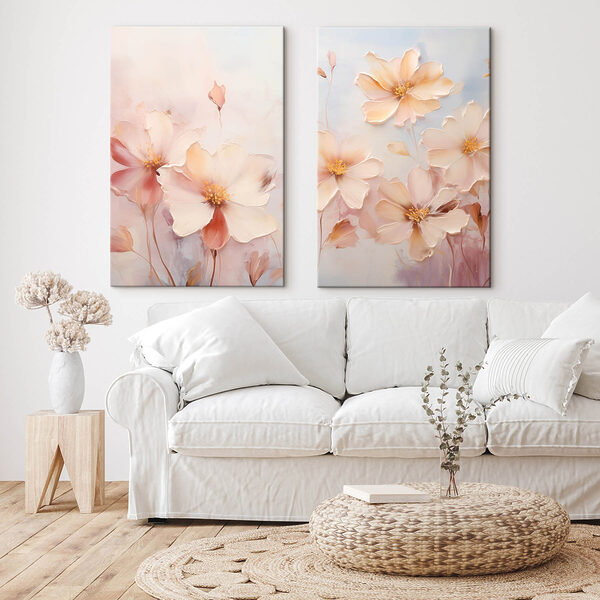Painting of flowers on a blue background