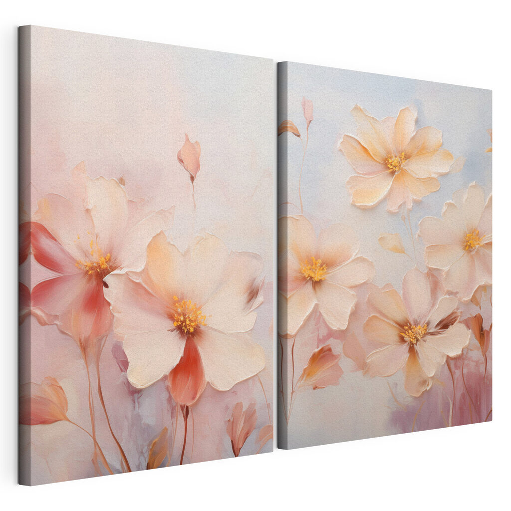 Painting of flowers on a blue background