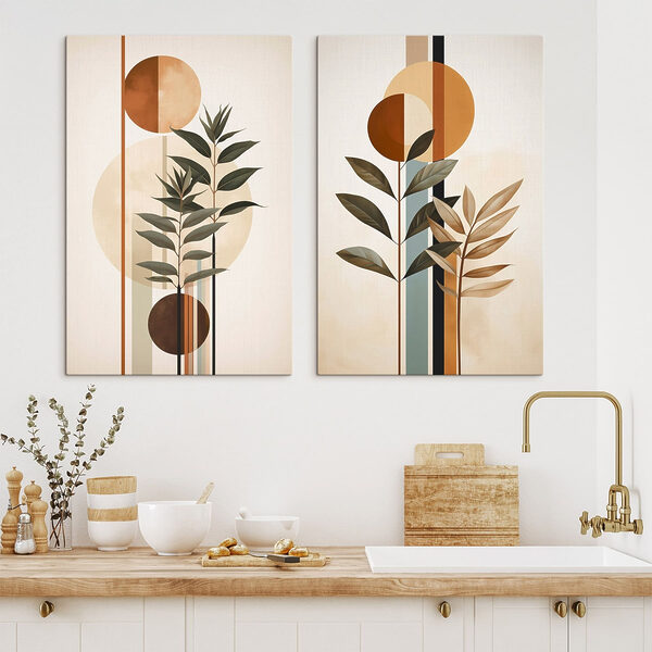 Two images of plants and circles