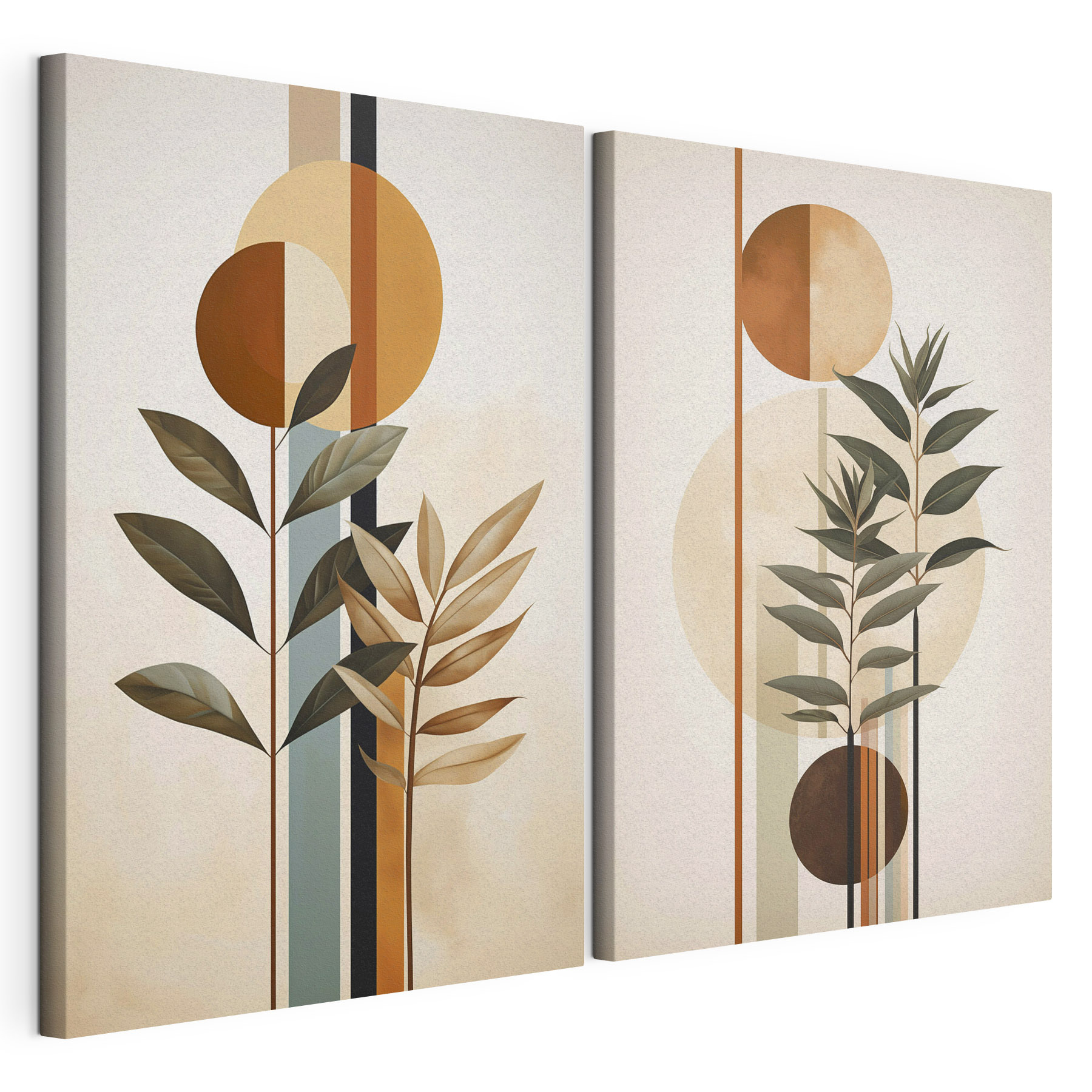 Two images of plants and circles