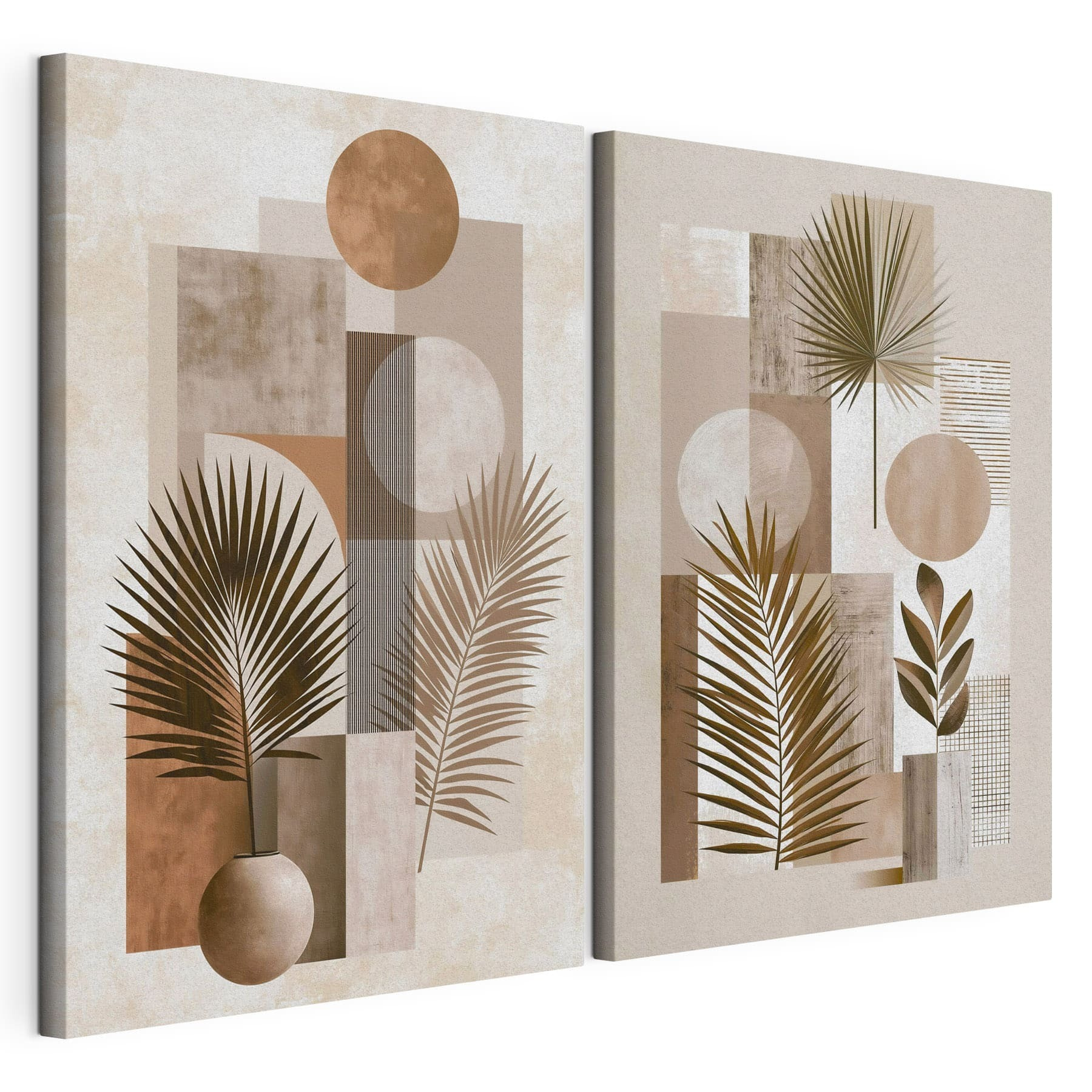 Pair of art pieces of plants