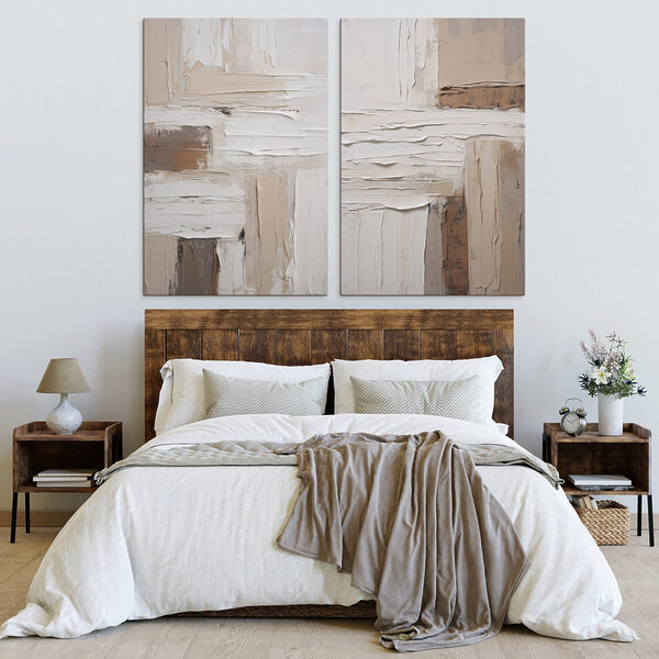 Collage of white and brown paint