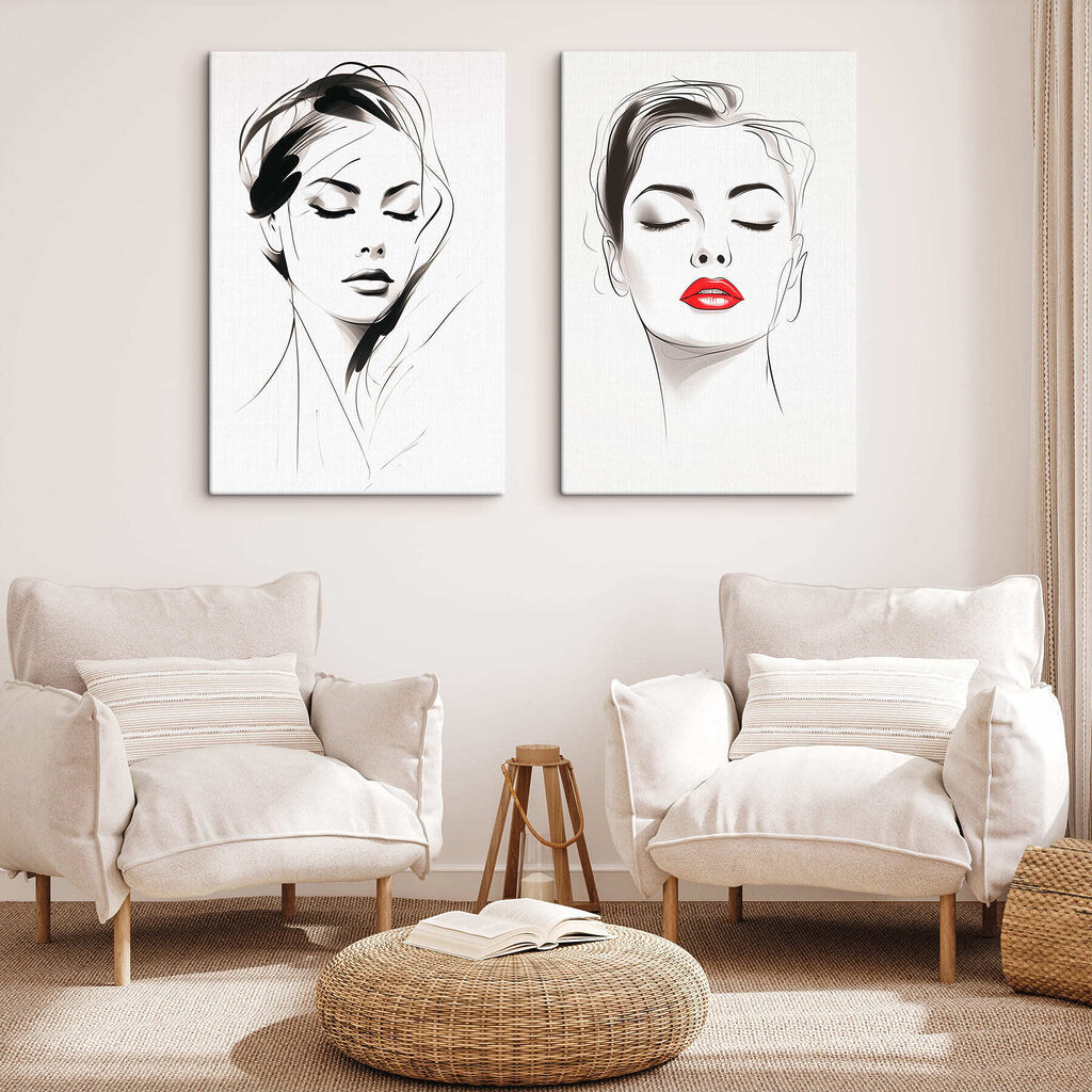 Woman's face with red lips