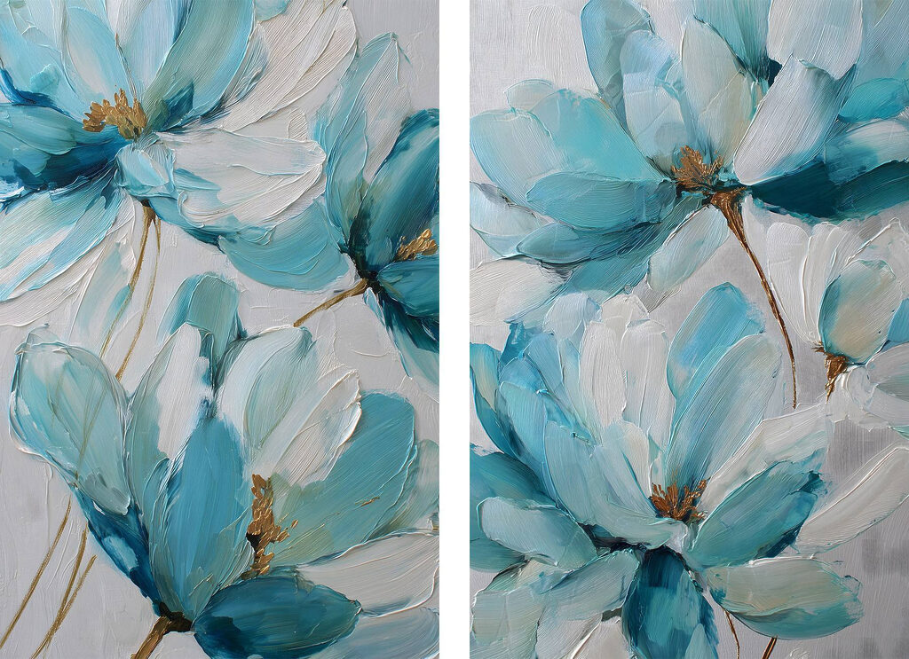 Vibrant blossoms in soft blue hues