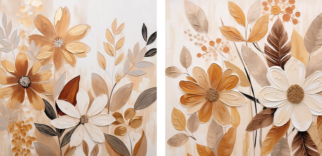 Painting of flowers and leaves