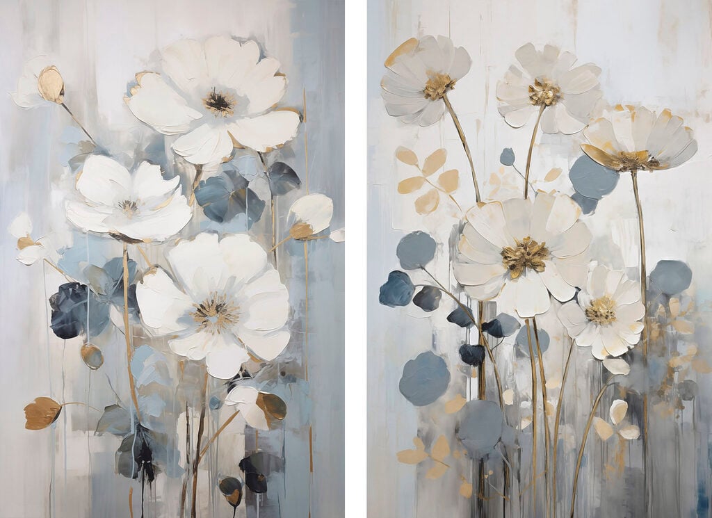 Painting of flowers and leaves