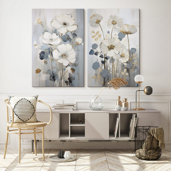 Painting of flowers and leaves