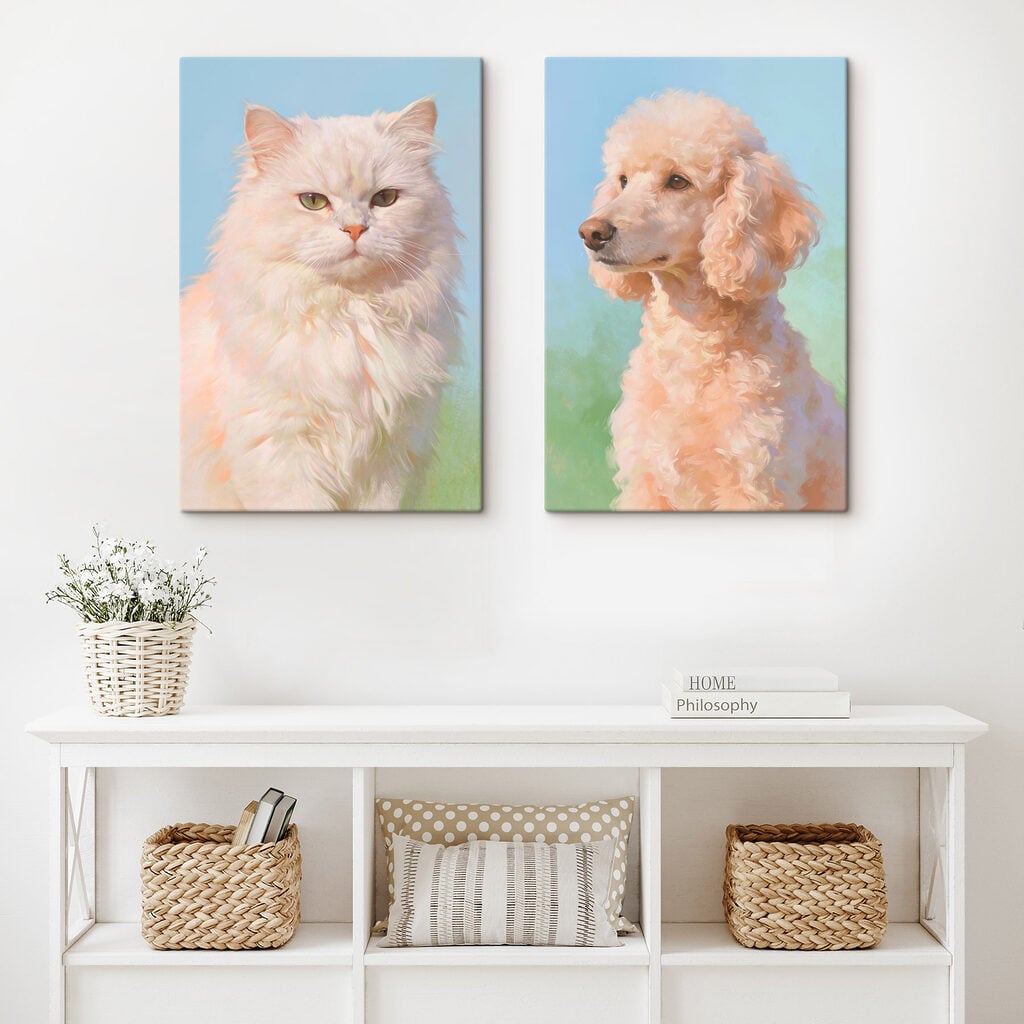 Cat and dog looking at the camera